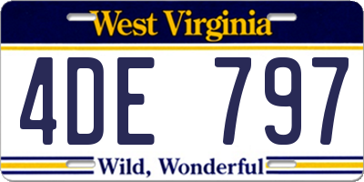 WV license plate 4DE797