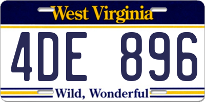 WV license plate 4DE896