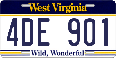 WV license plate 4DE901