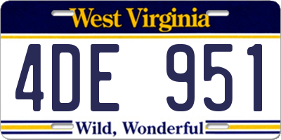 WV license plate 4DE951