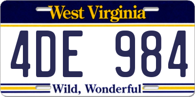 WV license plate 4DE984
