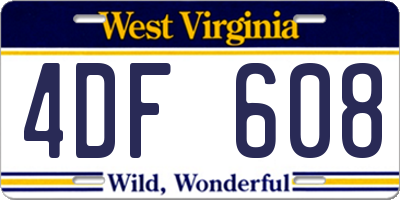 WV license plate 4DF608