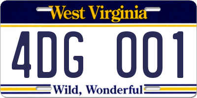 WV license plate 4DG001