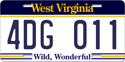 WV license plate 4DG011