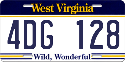 WV license plate 4DG128