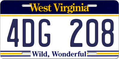 WV license plate 4DG208