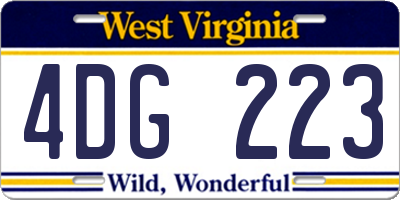 WV license plate 4DG223