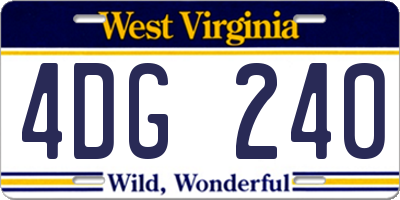 WV license plate 4DG240
