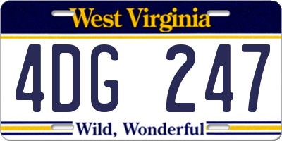 WV license plate 4DG247