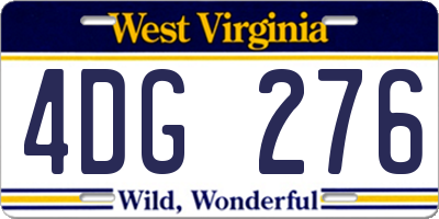WV license plate 4DG276