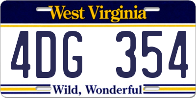 WV license plate 4DG354