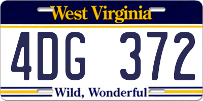 WV license plate 4DG372