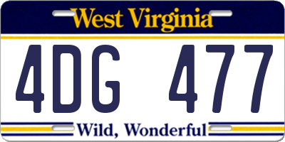 WV license plate 4DG477