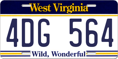 WV license plate 4DG564