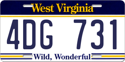 WV license plate 4DG731