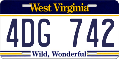 WV license plate 4DG742