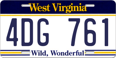 WV license plate 4DG761