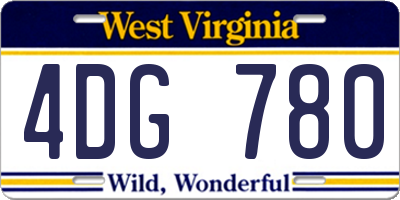 WV license plate 4DG780