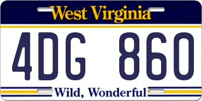 WV license plate 4DG860