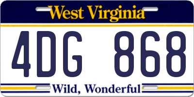 WV license plate 4DG868