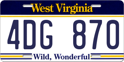 WV license plate 4DG870