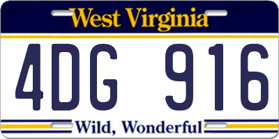 WV license plate 4DG916