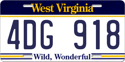 WV license plate 4DG918