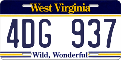 WV license plate 4DG937