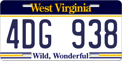WV license plate 4DG938