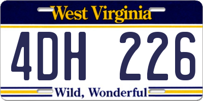 WV license plate 4DH226