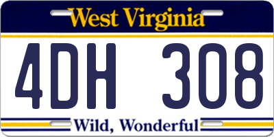 WV license plate 4DH308