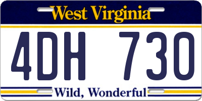 WV license plate 4DH730