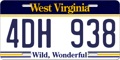 WV license plate 4DH938