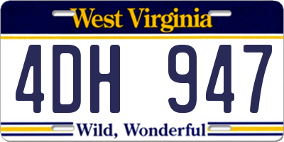 WV license plate 4DH947