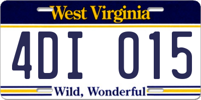 WV license plate 4DI015