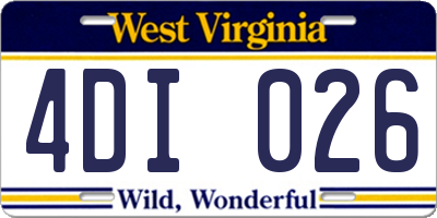 WV license plate 4DI026