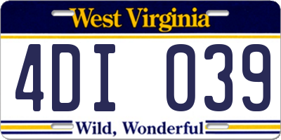 WV license plate 4DI039