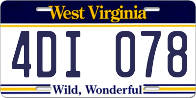 WV license plate 4DI078