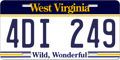 WV license plate 4DI249