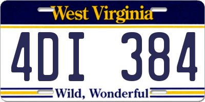 WV license plate 4DI384