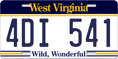 WV license plate 4DI541