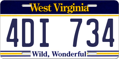 WV license plate 4DI734