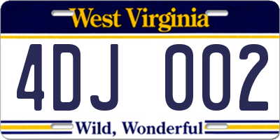 WV license plate 4DJ002