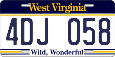 WV license plate 4DJ058