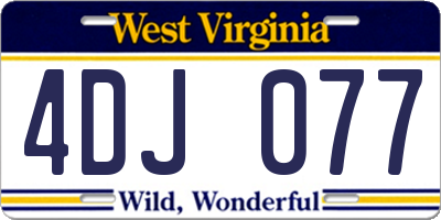 WV license plate 4DJ077