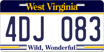 WV license plate 4DJ083