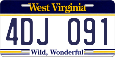WV license plate 4DJ091