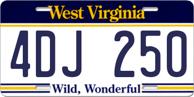 WV license plate 4DJ250
