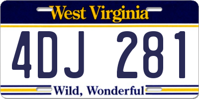 WV license plate 4DJ281