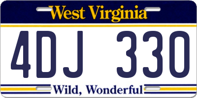 WV license plate 4DJ330